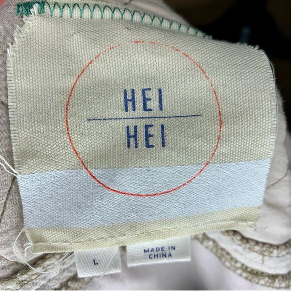 HEI HEI anthropologie Linen Blend bomber Zip up Front Jacket Beige boho L women - Picture 10 of 11